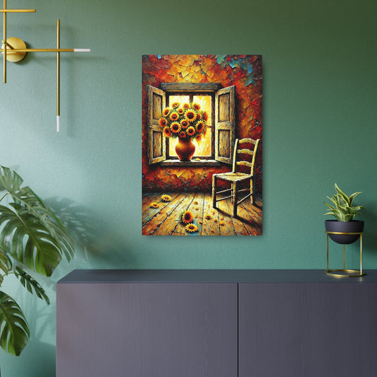 Sunlit Serenity: A Window into Tranquil Beauty Metal Art Sign 20″ x 30″ (Vertical) 0.12''