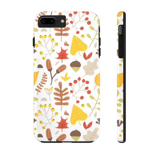 Autumn seamless pattern of leaves, twigs, acorns Tough Phone Cases iPhone 7 Plus, iPhone 8 Plus