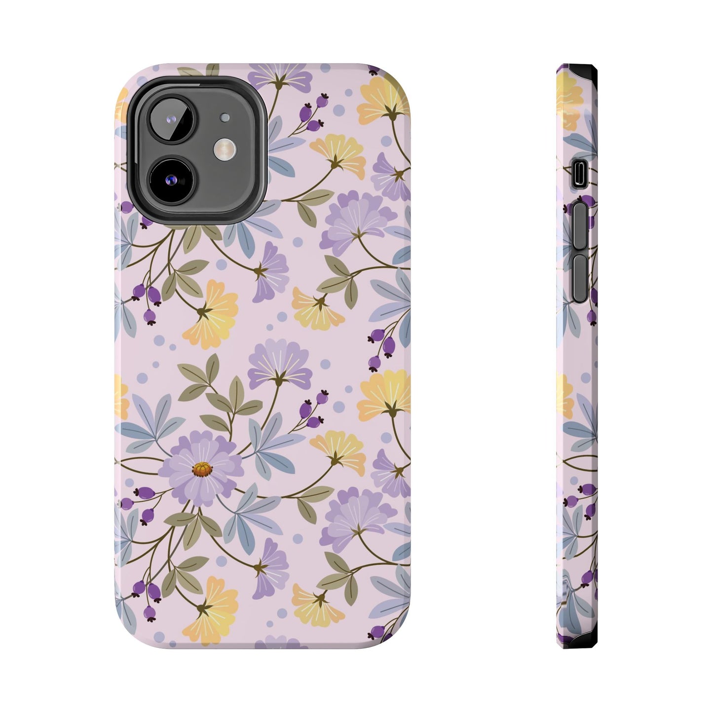 Blooming yellow and purple flowers Tough Phone Cases iPhone 12