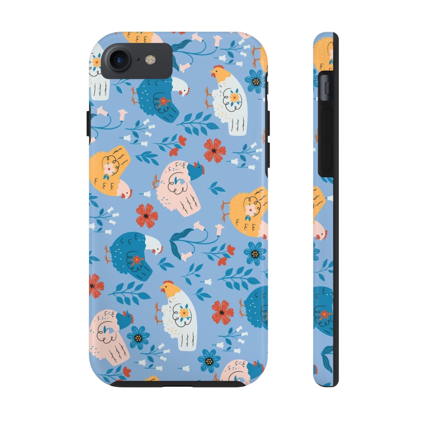 Seamless pattern with cute chickens and flowers Tough Phone Cases iPhone 7, iPhone 8, iPhone SE