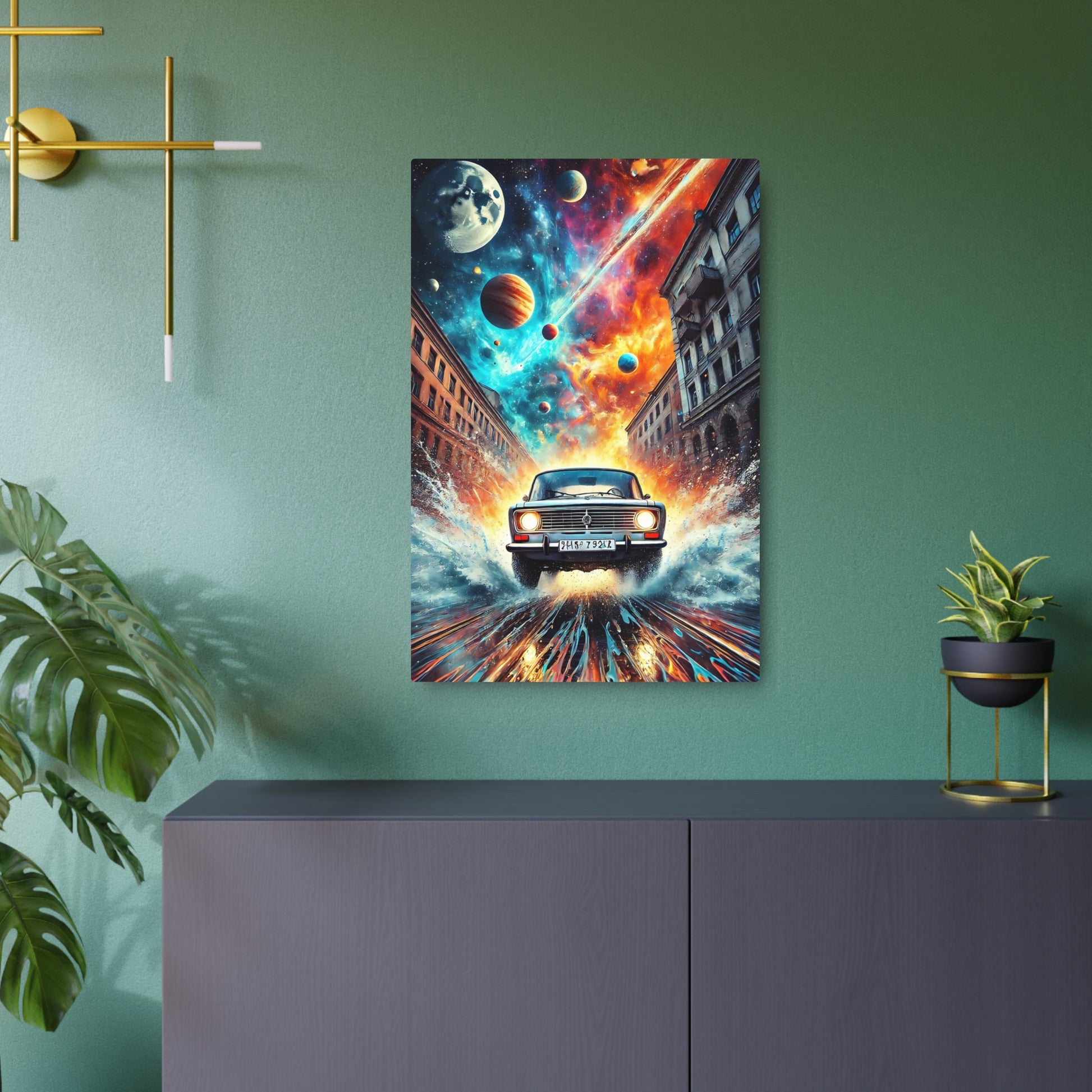 Cosmic Voyage: The Intersection of Reality and the Beyond Metal Art Sign 20″ x 30″ (Vertical) 0.12''