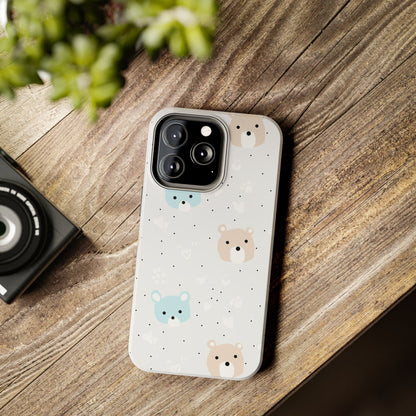 Seamless Pattern with Cute Cartoon Bear Face Tough Phone Cases