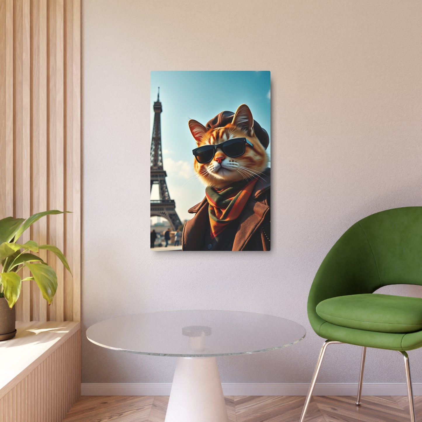 Chic Cat in Paris: A Purr-fect Encounter! Metal Art Sign