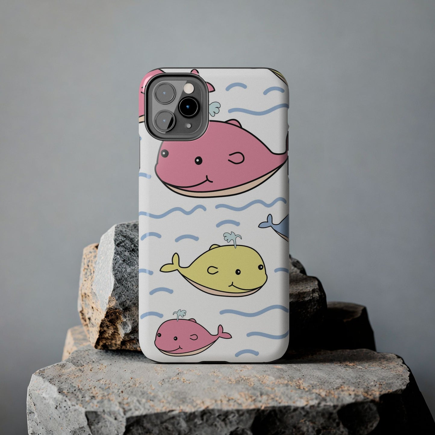 Seamless cute multicolored whale cartoon pattern Tough Phone Cases