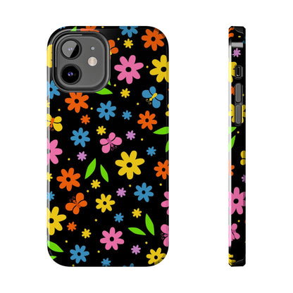 Cute pattern with simple flowers and butterflies. Tough Phone Cases iPhone 12