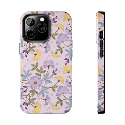 Blooming yellow and purple flowers Tough Phone Cases iPhone 13 Pro