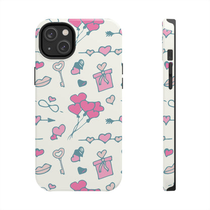 Pink seamless pattern with cute love doodles Tough Phone Cases iPhone 14 Plus