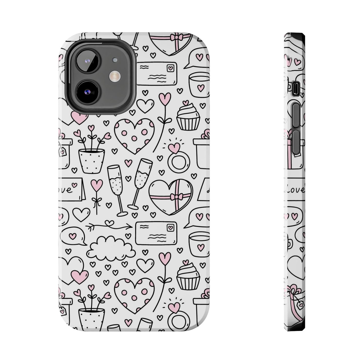 Cute seamless pattern for Valentine's Day with hearts Tough Phone Cases iPhone 12