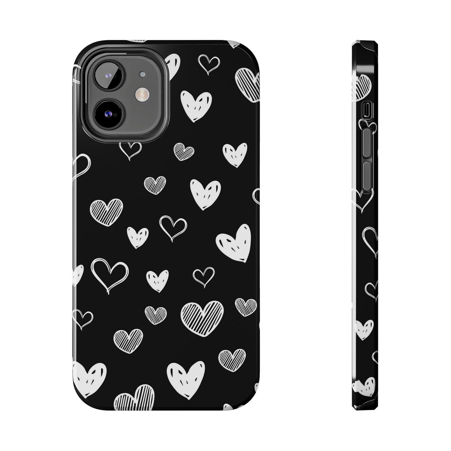 Heart doodles seamless pattern Tough Phone Cases iPhone 12