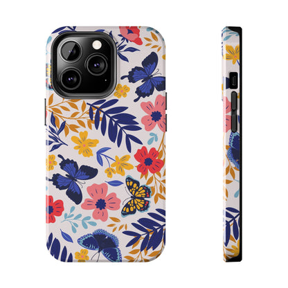 Seamless pattern with butterflies and flowers Tough Phone Cases iPhone 13 Pro