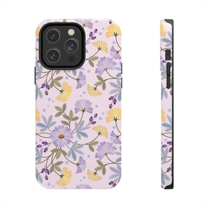 Blooming yellow and purple flowers Tough Phone Cases iPhone 14 Pro Max