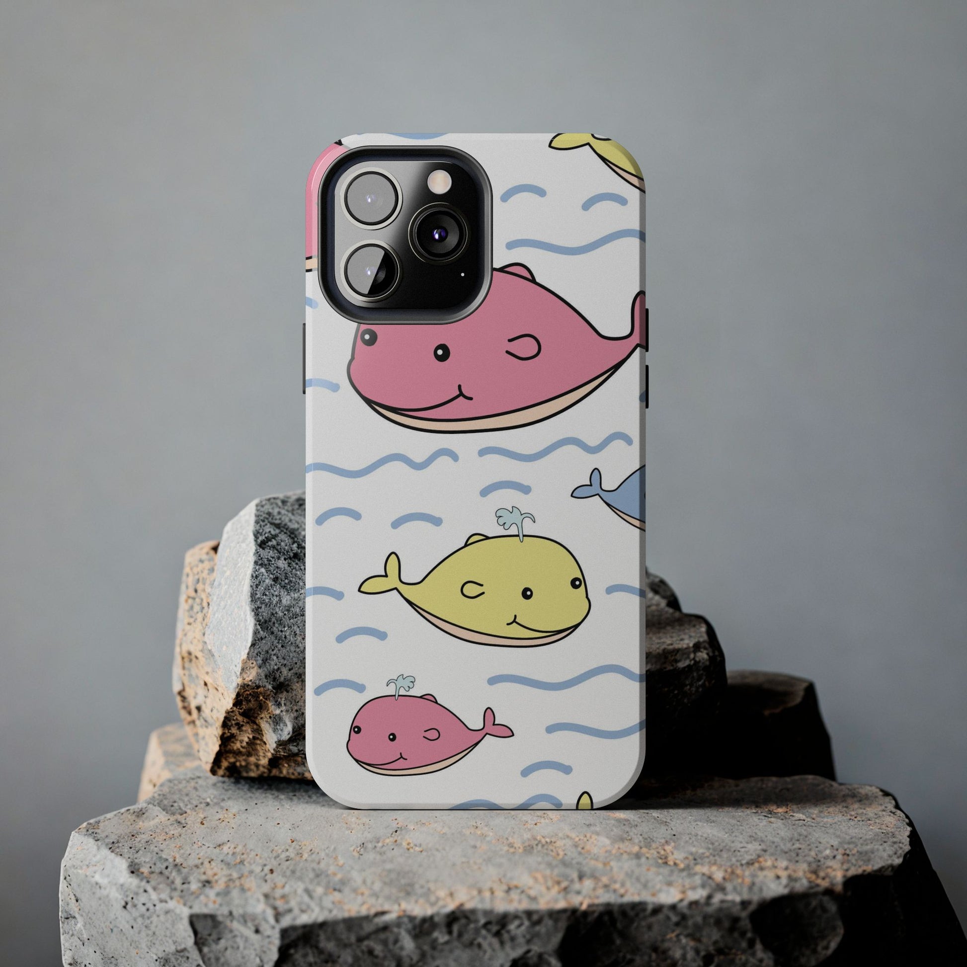 Seamless cute multicolored whale cartoon pattern Tough Phone Cases