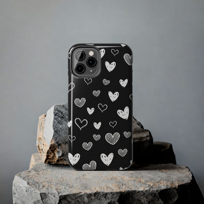 Heart doodles seamless pattern Tough Phone Cases