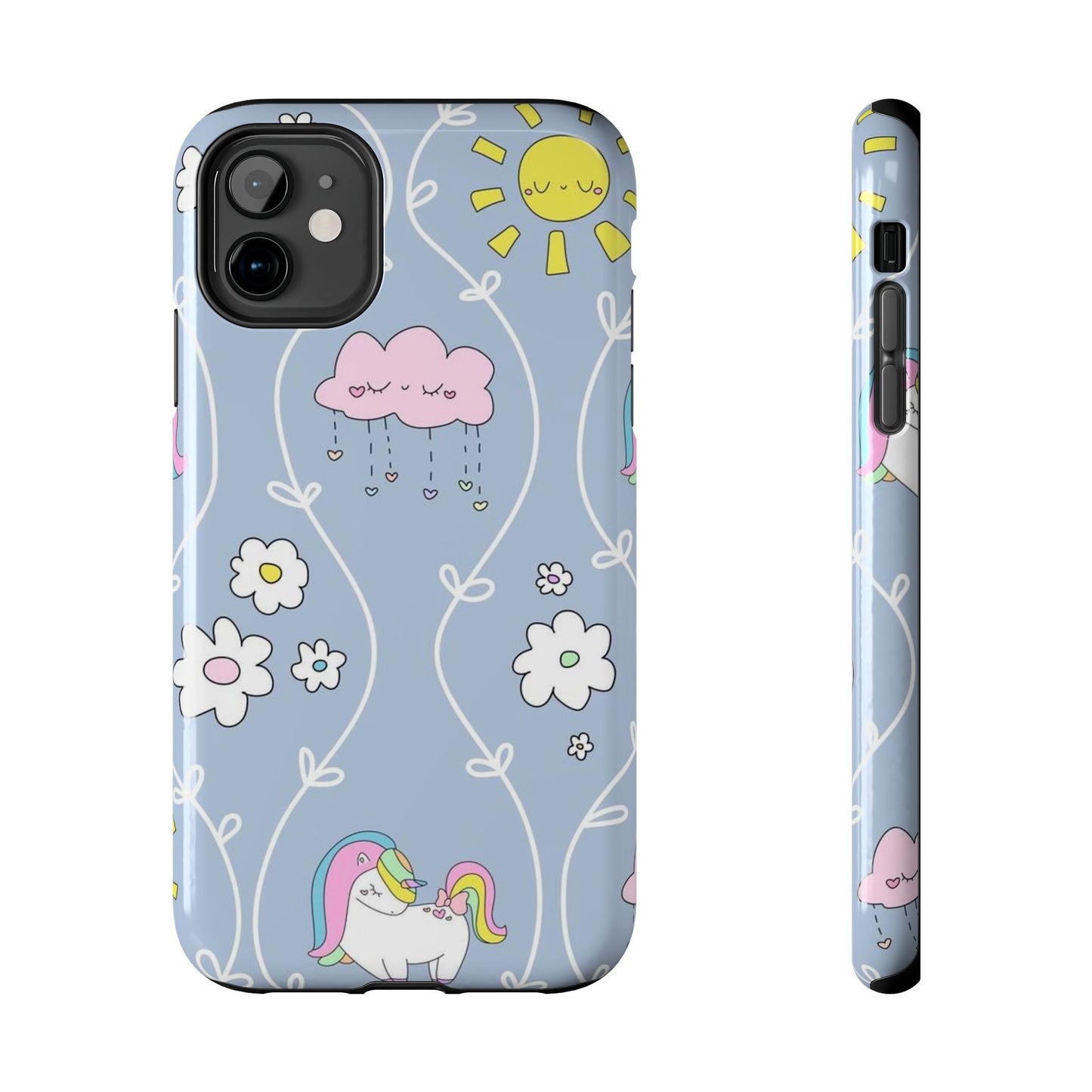 Cute little unicorn heart flower sun cloud Tough Phone Cases iPhone 11