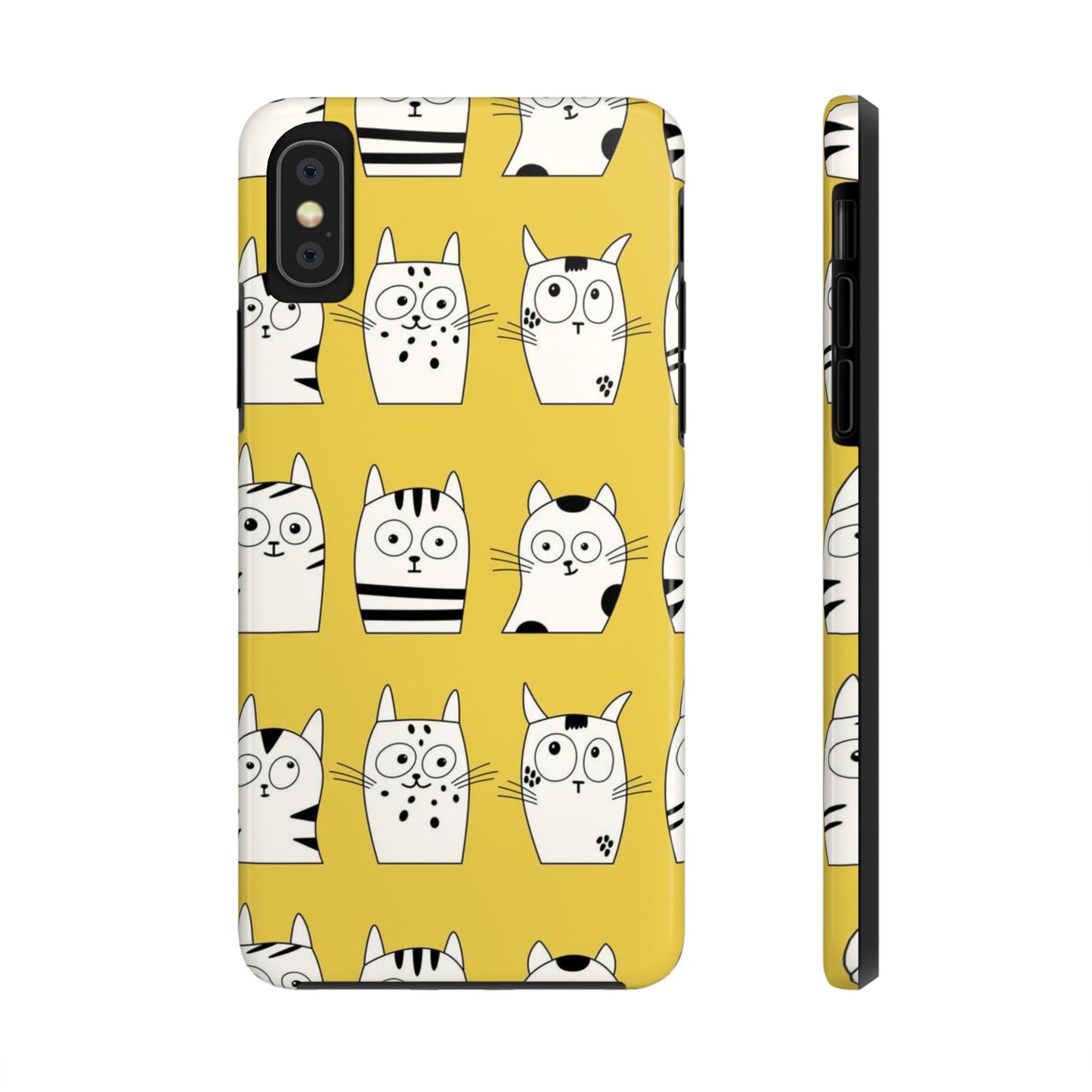 Doodle Seamless Pattern with Cute Cats Tough Phone Cases iPhone XS