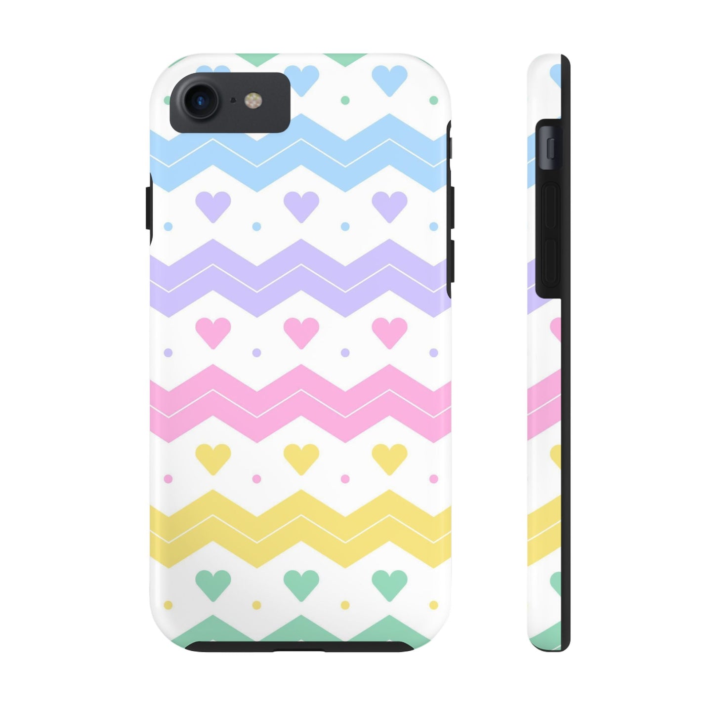 Rainbow Pastel Heart Horizontal Zig Zag Tough Phone Cases iPhone 7, iPhone 8, iPhone SE