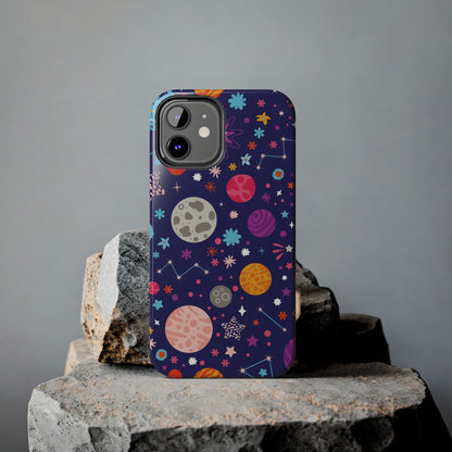 Seamless pattern with colorful space with planets Tough Phone Cases