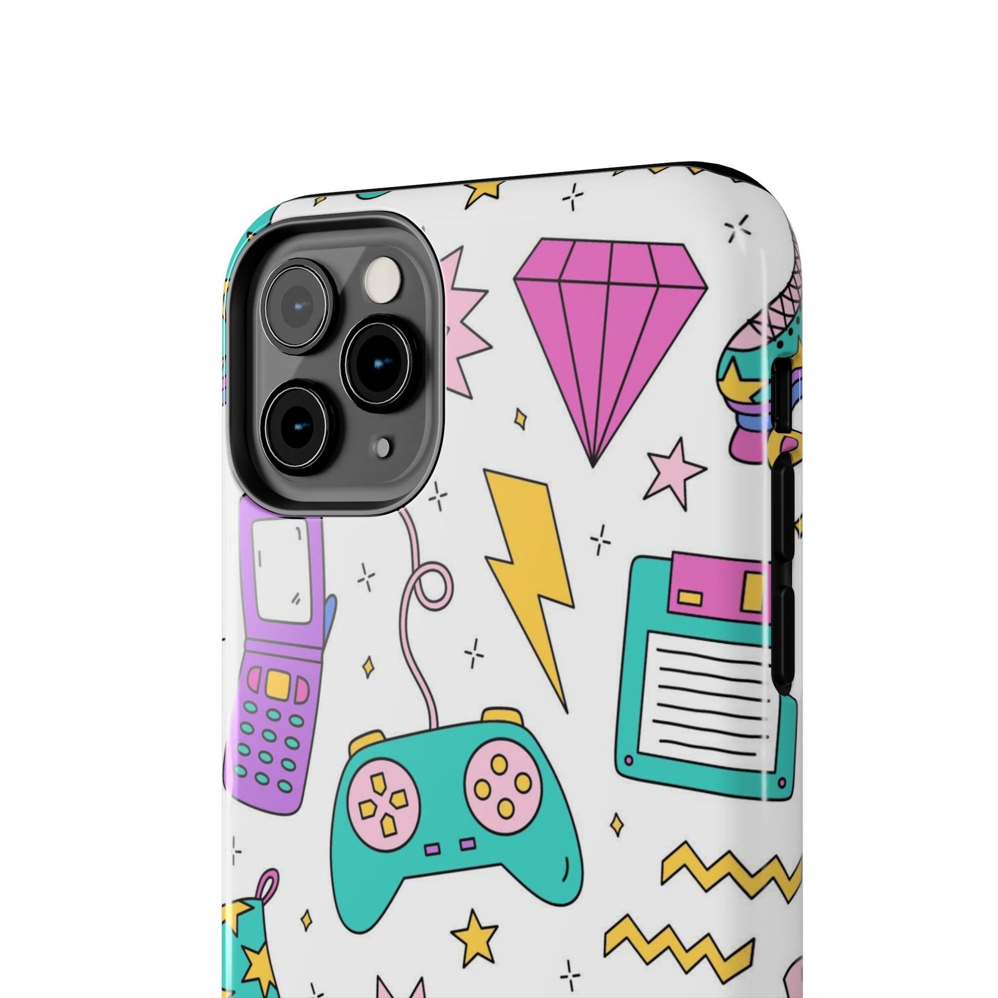 Bright seamless pattern with items from the nineties Tough Phone Cases