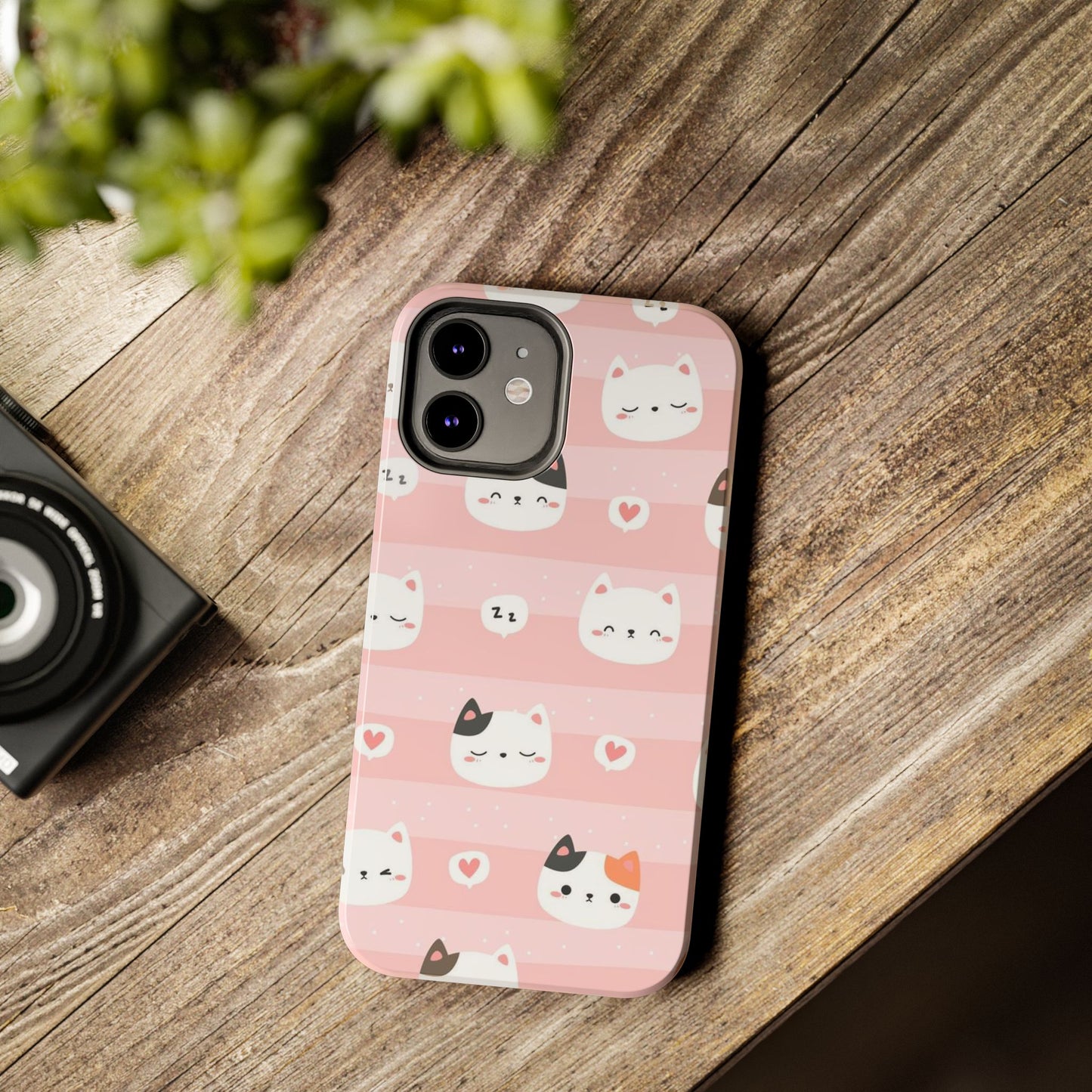 Seamless pattern with cute cats head cartoon Tough Phone Cases