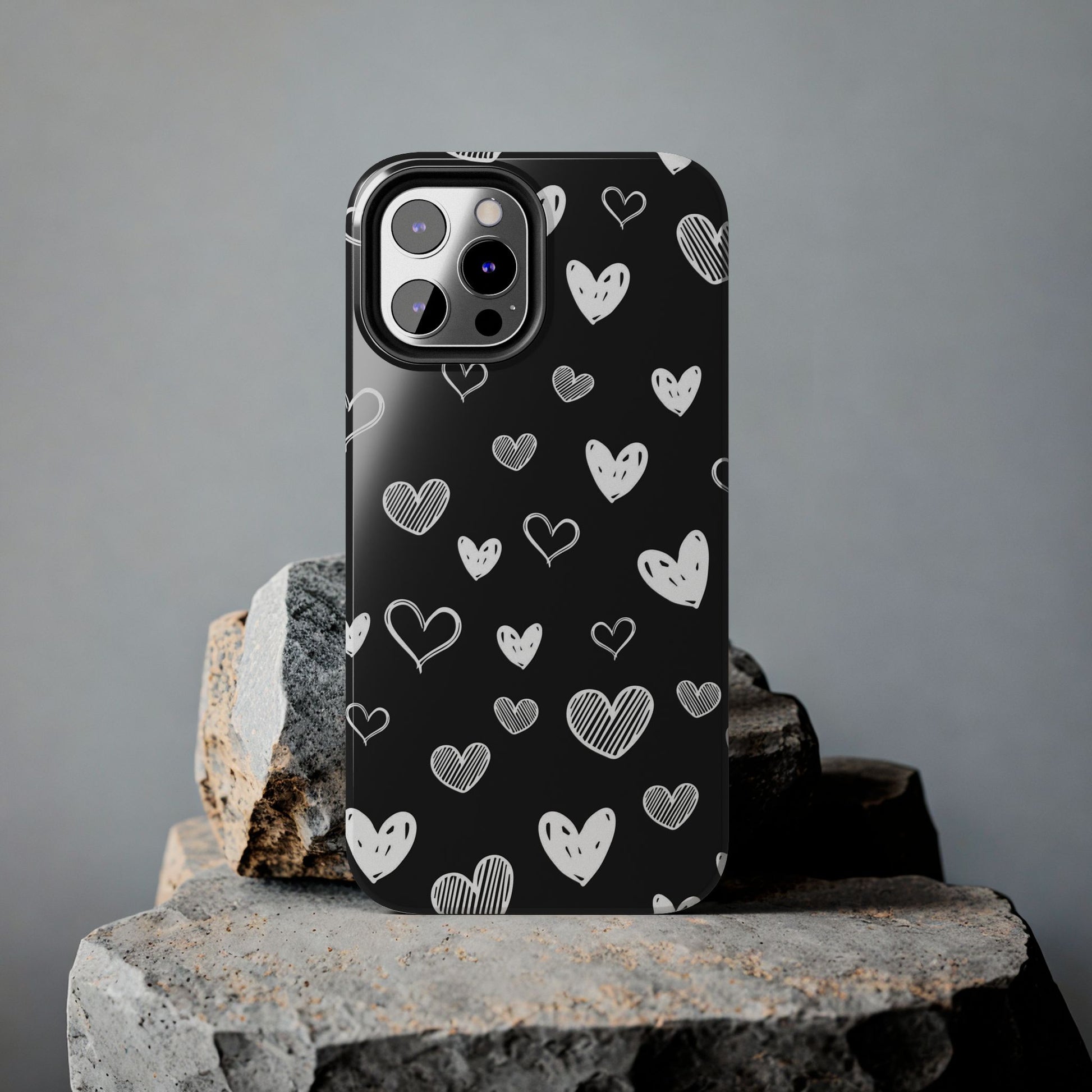 Heart doodles seamless pattern Tough Phone Cases