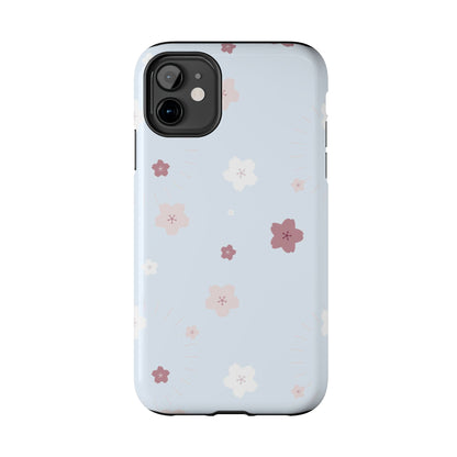 seamless cute lovely pink and white cherry blossom Tough Phone Cases