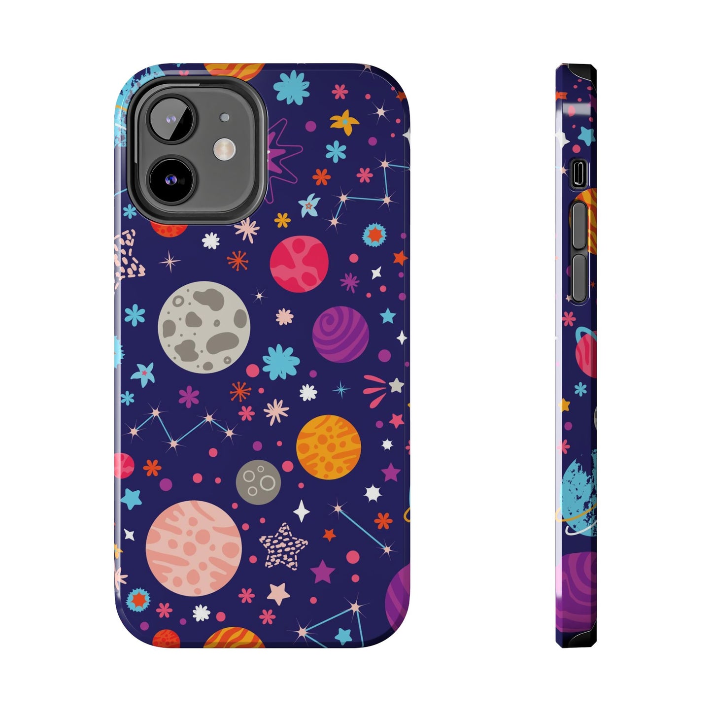 Seamless pattern with colorful space with planets Tough Phone Cases iPhone 12