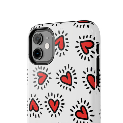 seamless pattern of Red hearts Tough Phone Cases