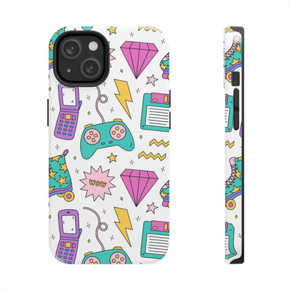 Bright seamless pattern with items from the nineties Tough Phone Cases iPhone 14