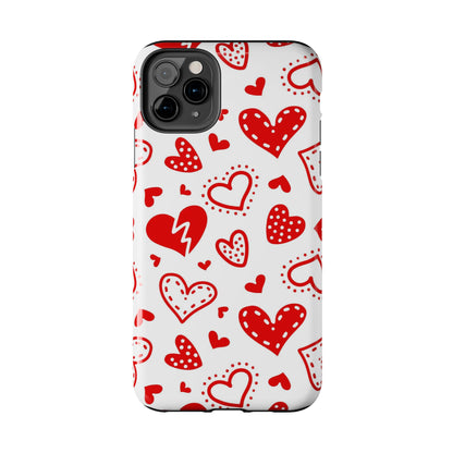 Seamless pattern of red hearts Tough Phone Cases