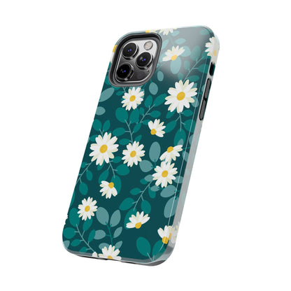 cute white daisy flower flat style seamless pattern Tough Phone Cases