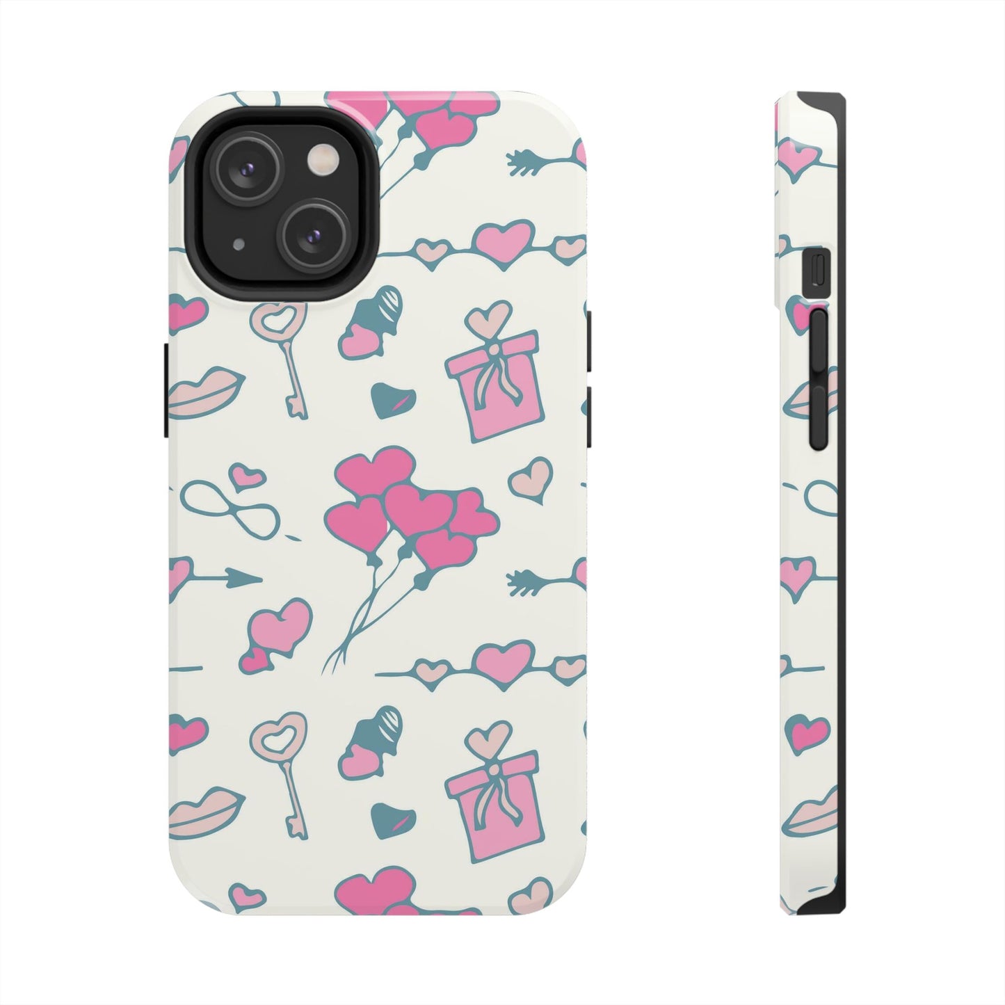 Pink seamless pattern with cute love doodles Tough Phone Cases iPhone 14