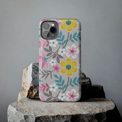 Colorful flowers and leaf Tough Phone Cases