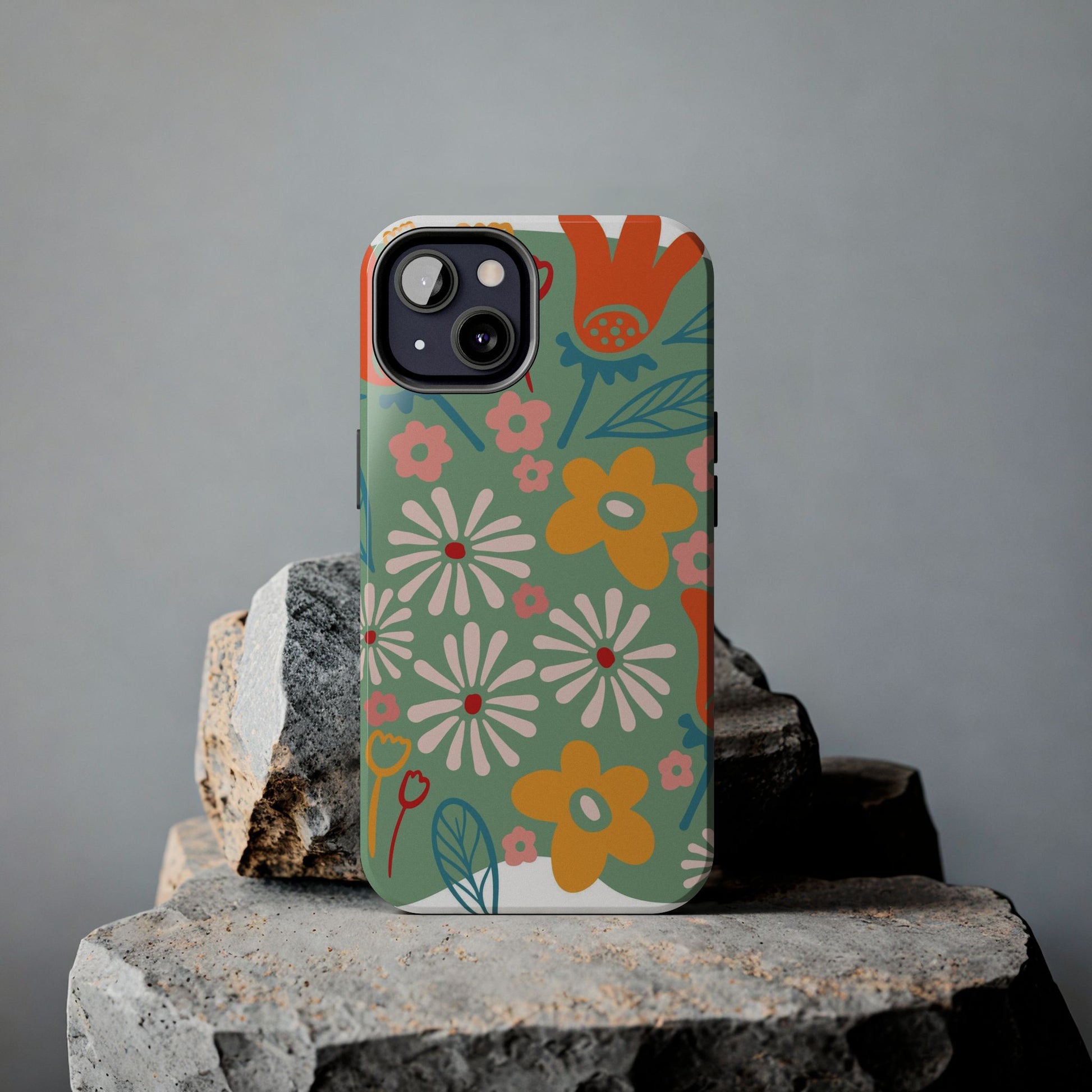 flowers in trendy retro Tough Phone Cases