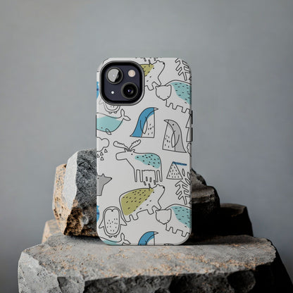 Fine Line animal pattern Tough Phone Cases