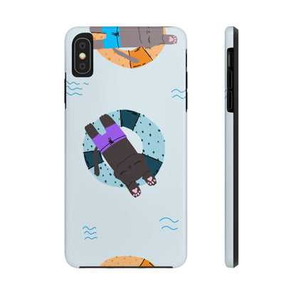 Cute blue pattern with cats relax by the sea Tough Phone Cases iPhone XS MAX