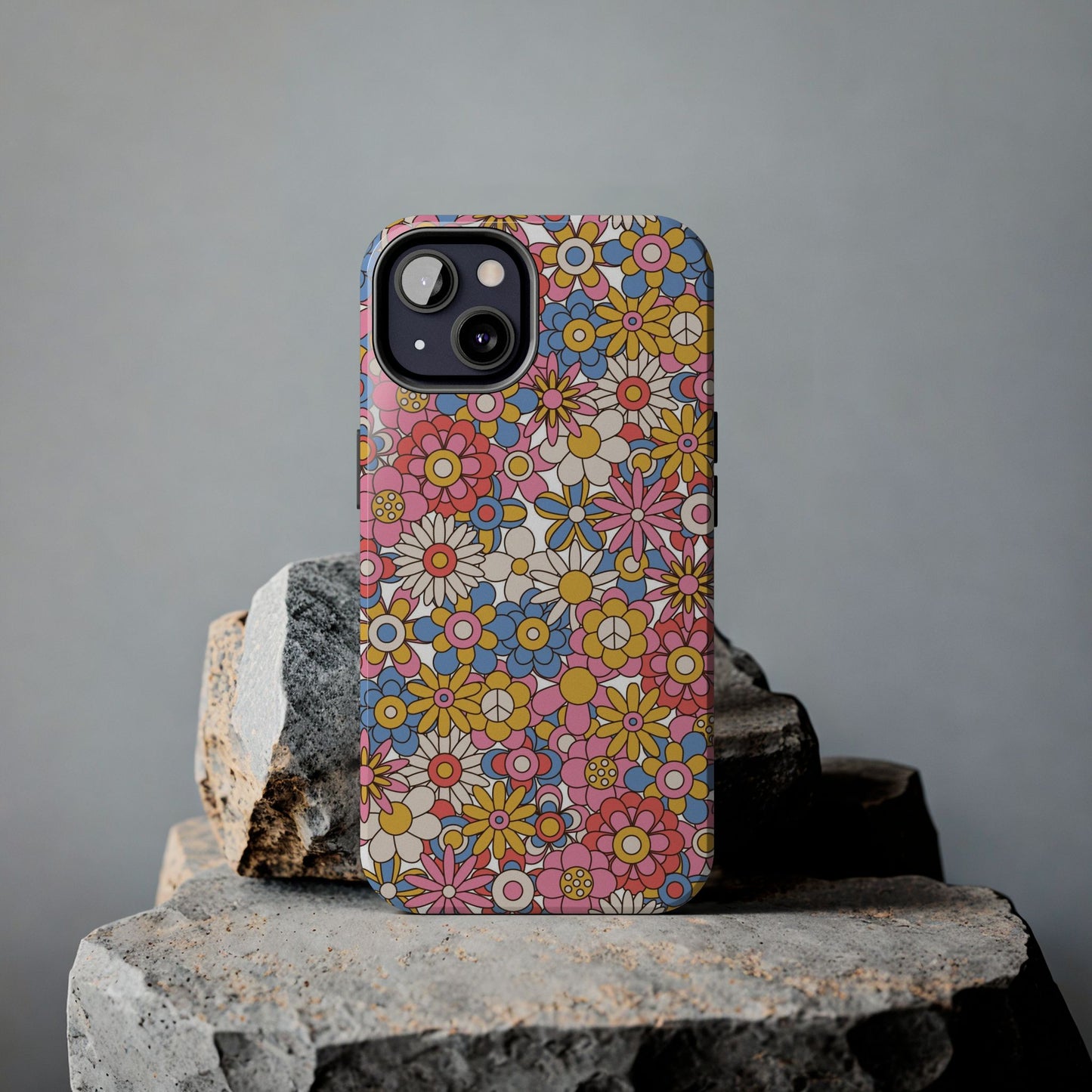 60s and 70s retro vintage flowers seamless Tough Phone Cases