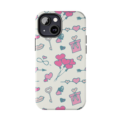 Pink seamless pattern with cute love doodles Tough Phone Cases