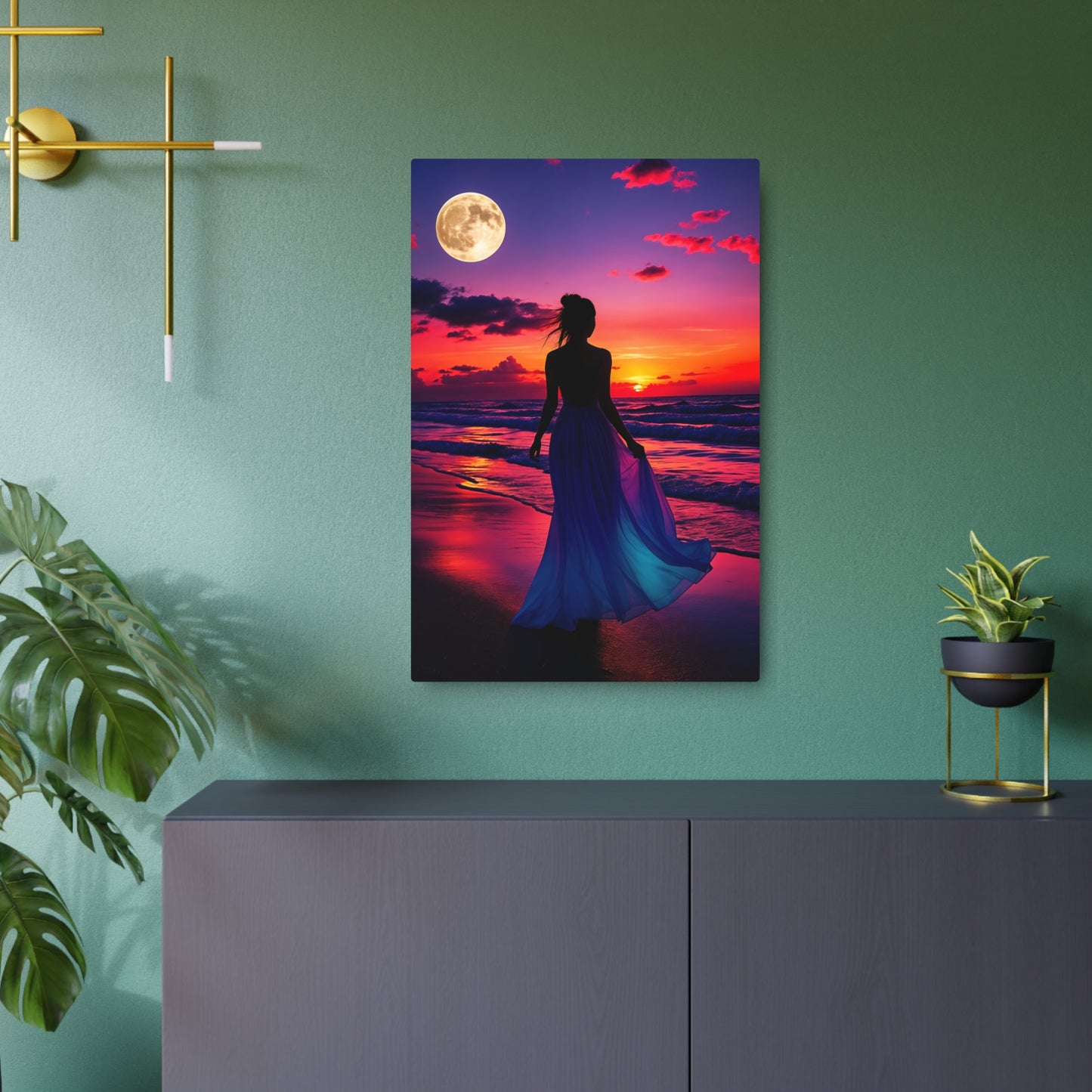 Moonlit Serenity: Embrace the Twilight Metal Art Sign 20″ x 30″ (Vertical) 0.12''