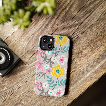 Colorful flowers and leaf Tough Phone Cases