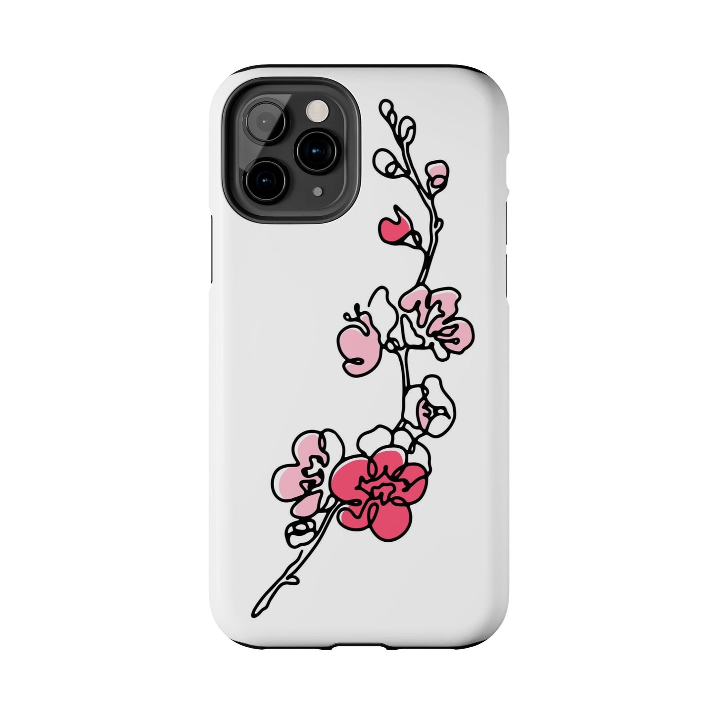 Cherry blossom single line art with abstract pink Tough Phone Cases