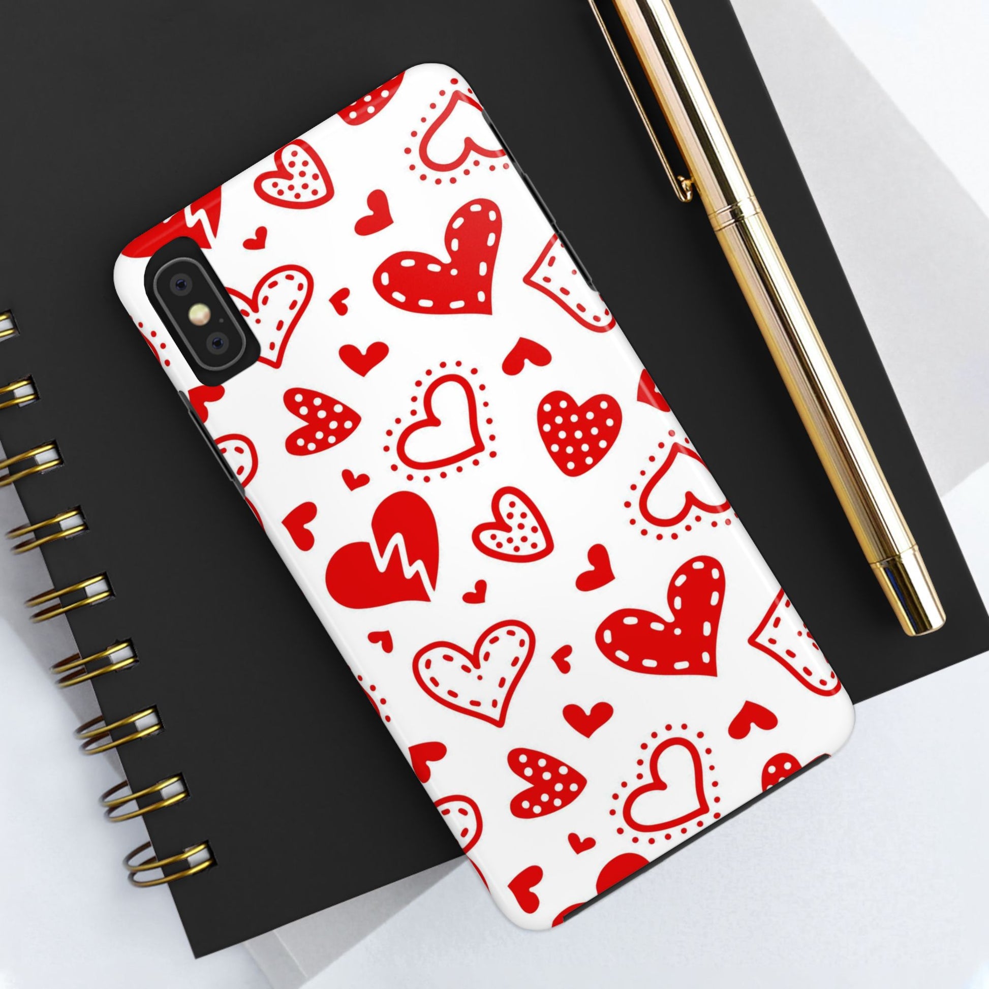 Seamless pattern of red hearts Tough Phone Cases