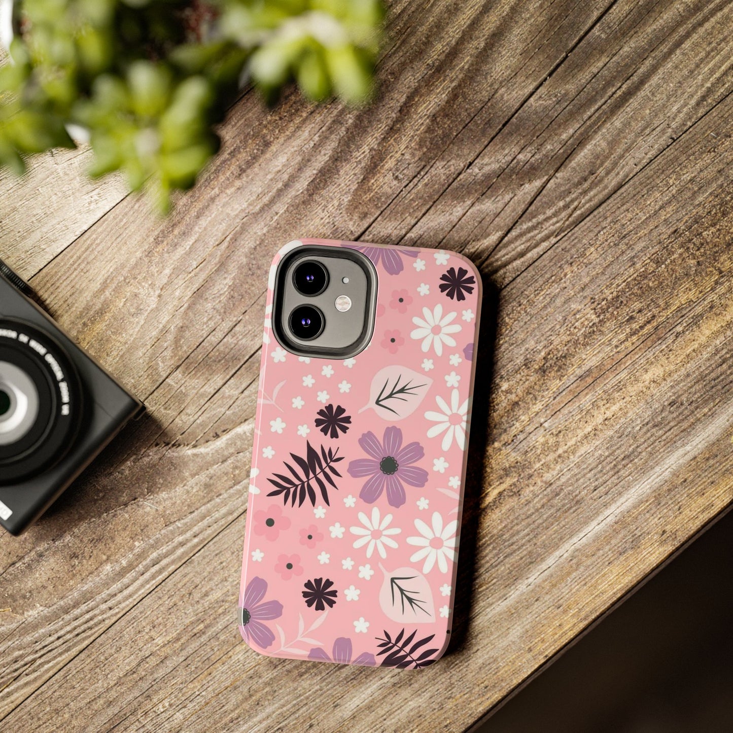 Seamless pink flourish pattern with field flowers tough phone case