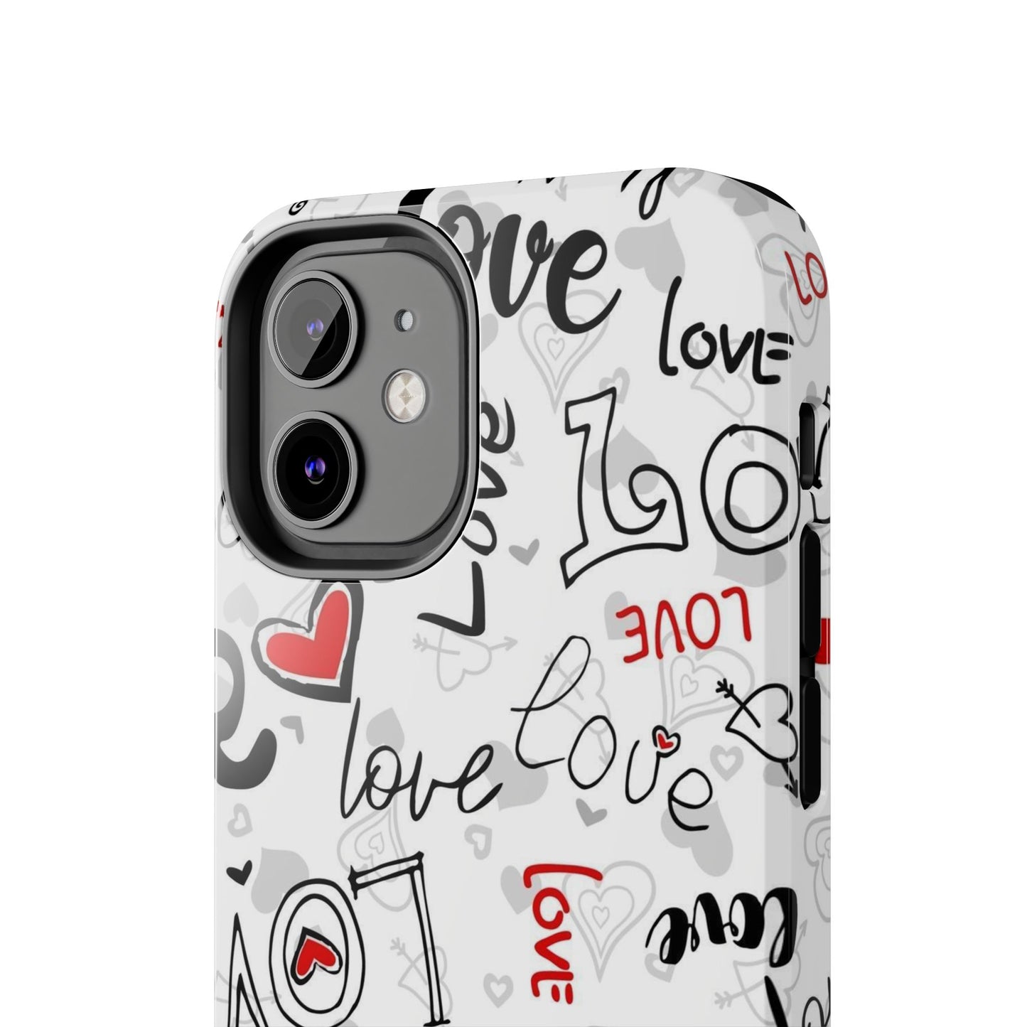 hearts with the words love Tough Phone Cases