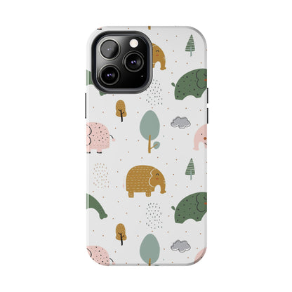 Kids Pattern with Cute Elephants Tough Phone Cases