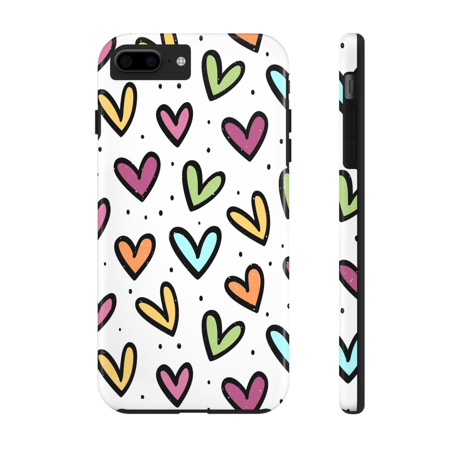 Colorful hearts seamless pattern Tough Phone Cases iPhone 7 Plus, iPhone 8 Plus