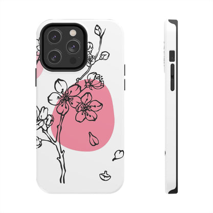 Spring blossom monochrome line art floral Tough Phone Cases iPhone 14 Pro Max