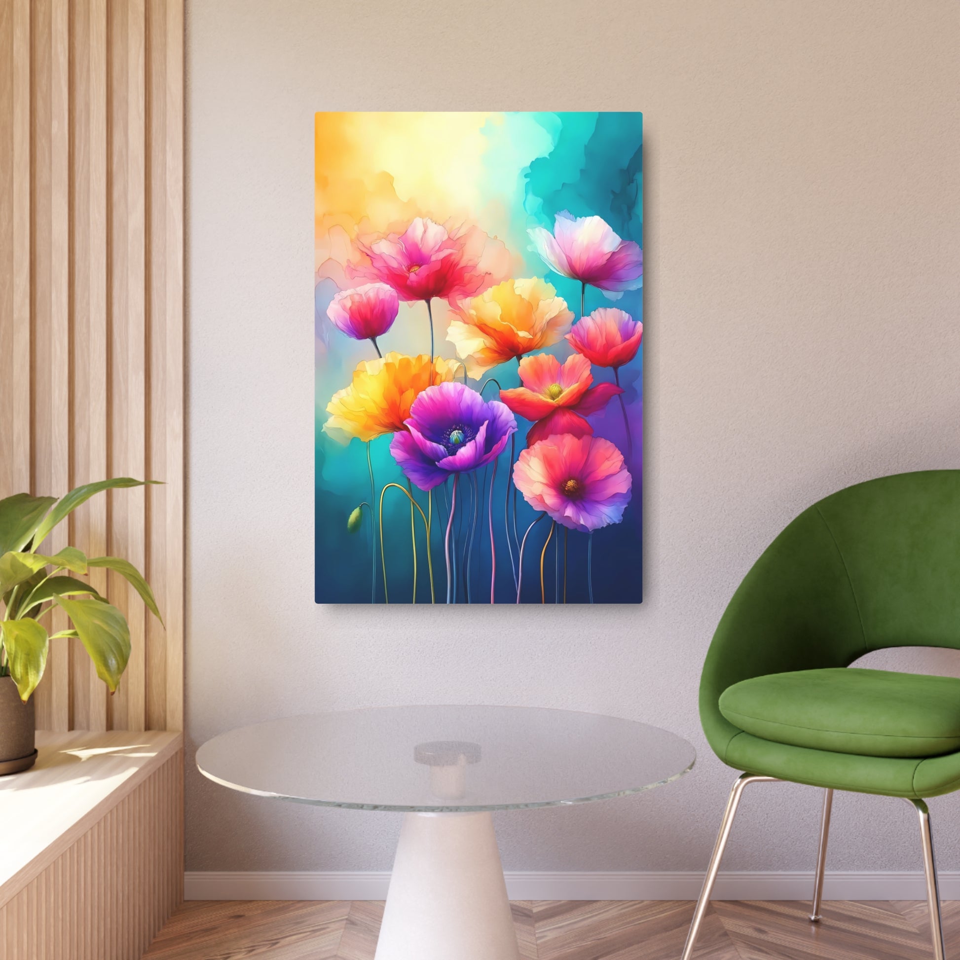 Ethereal Symphony: A Dance of Colors in Bloom Metal Art Sign