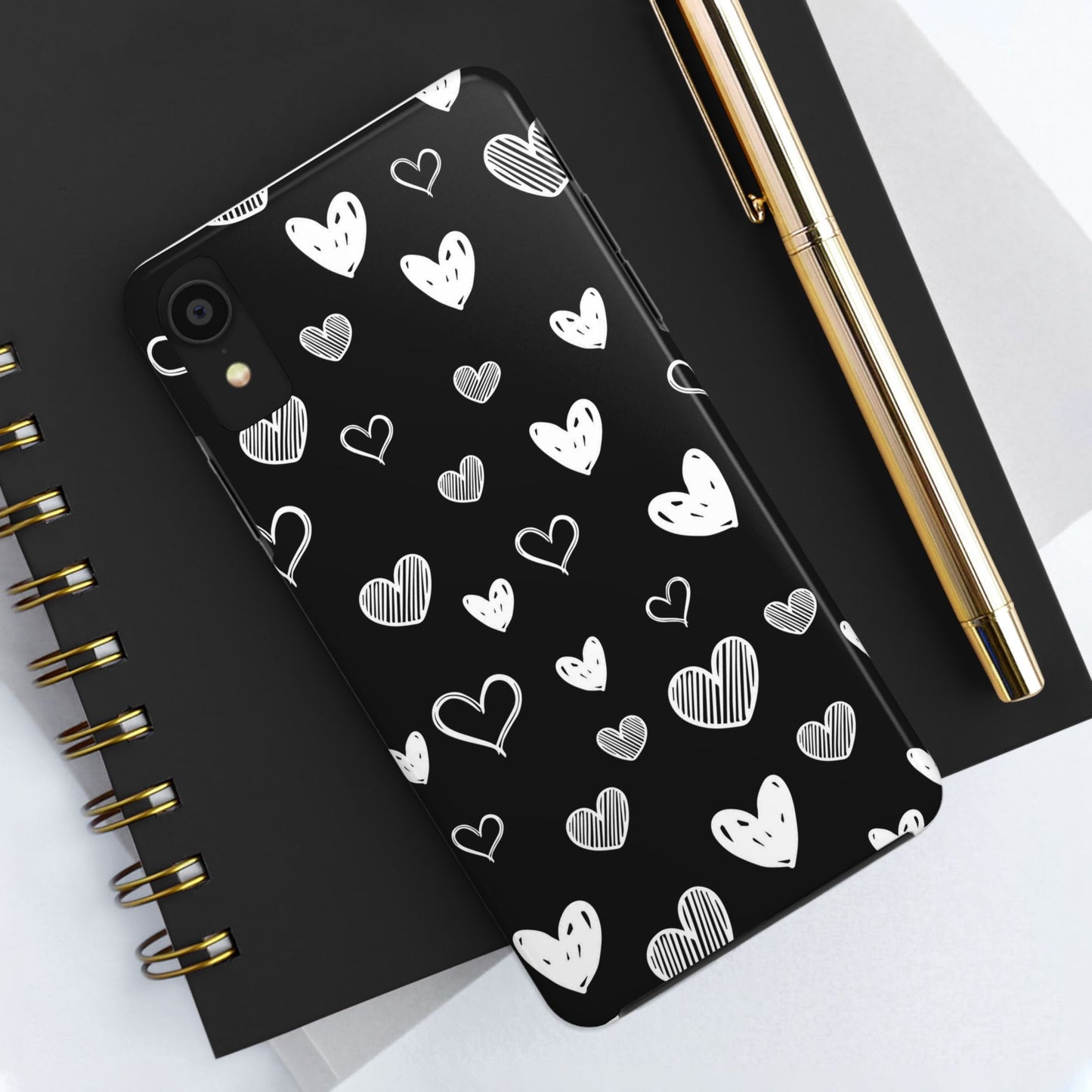 Heart doodles seamless pattern Tough Phone Cases