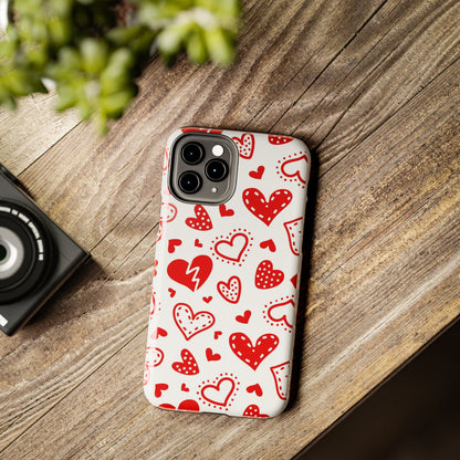 Seamless pattern of red hearts Tough Phone Cases