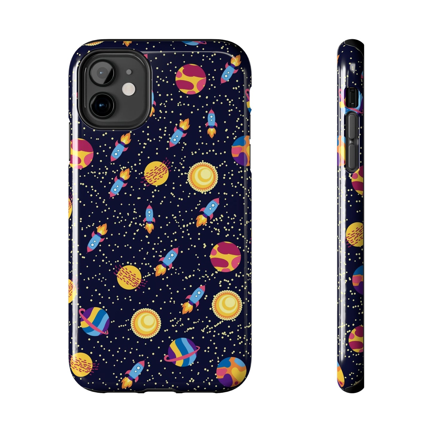 Seamless space pattern. Planets, rockets Tough Phone Cases iPhone 11